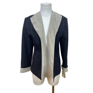 Miss Dorby Womens Black & Beige Pinstripe Blazer Size 8